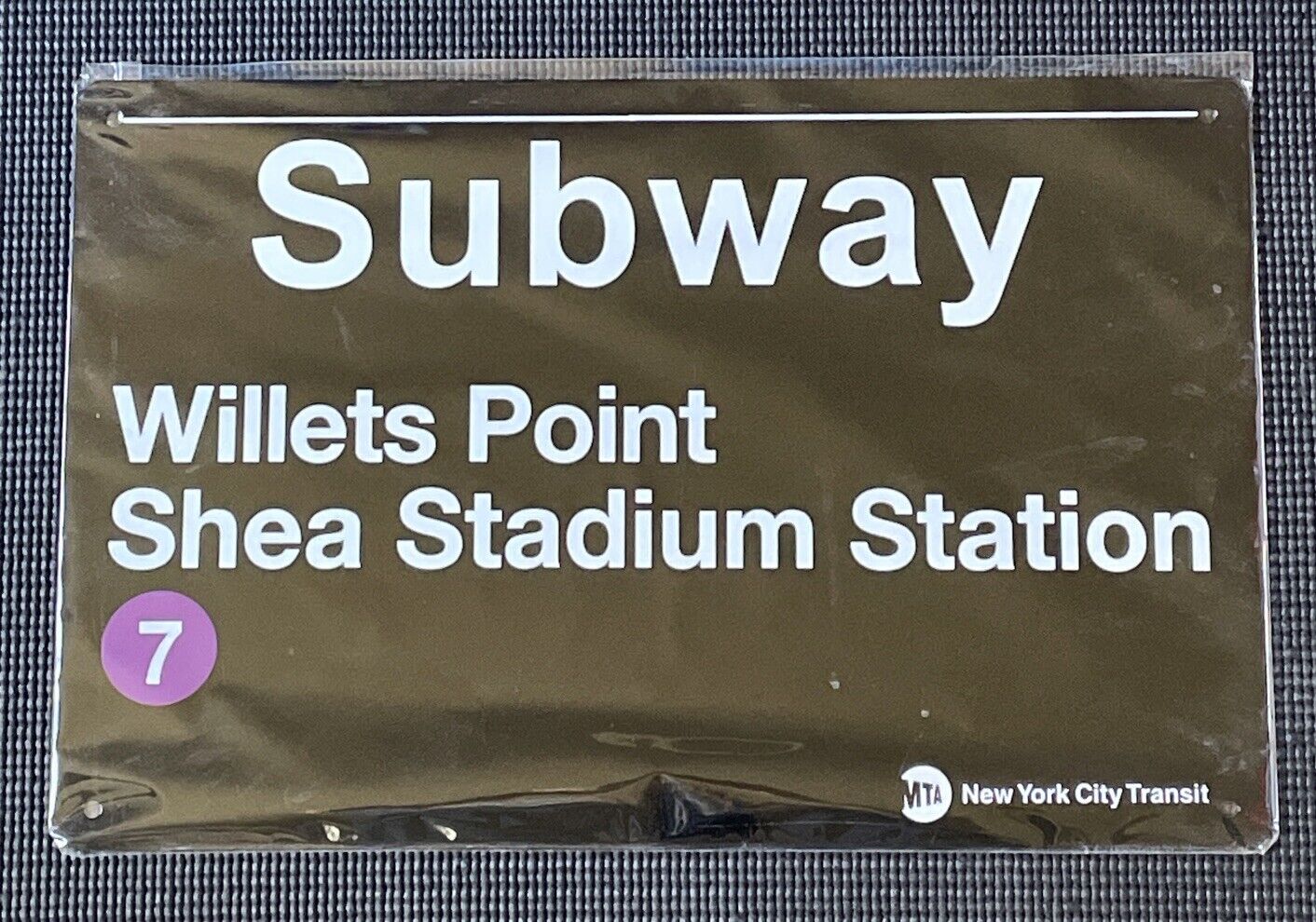 MTA New York City Transit Subway Sign Willets Point Shea Stadium 7 Metal 17 x 11