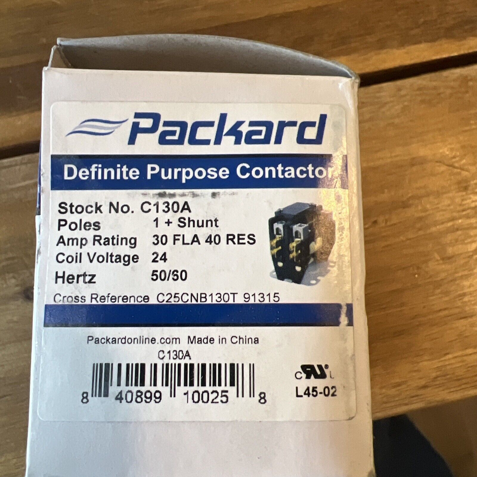 Packard C130A Contactor 1 Pole 30 Amps 24 Coil Voltage - BUY MORE & SAVE
