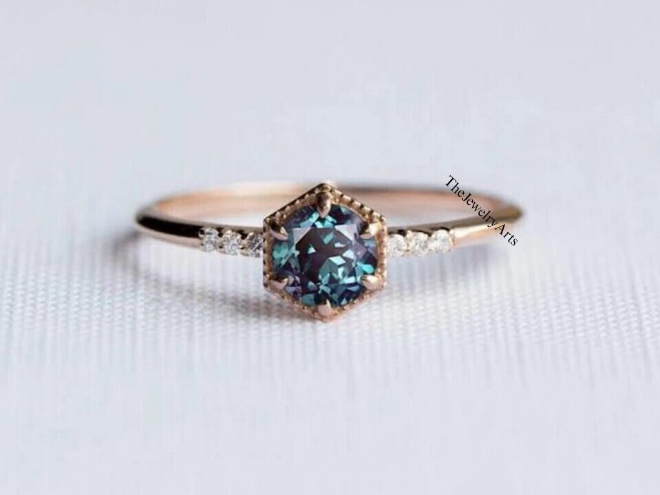 Vintage Alexandrite Ring,24k Gold Vermeil, Engagement Ring, Promise Ring