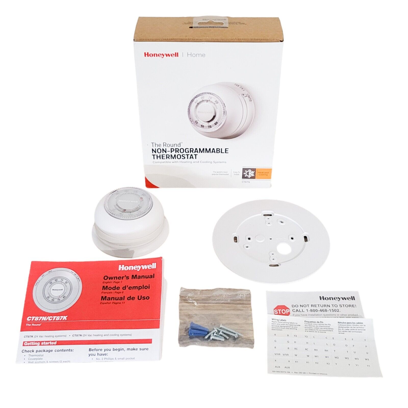 Honeywell Home CT87N Thermostat Round Non-Programmable New Open Box Heat/Cool