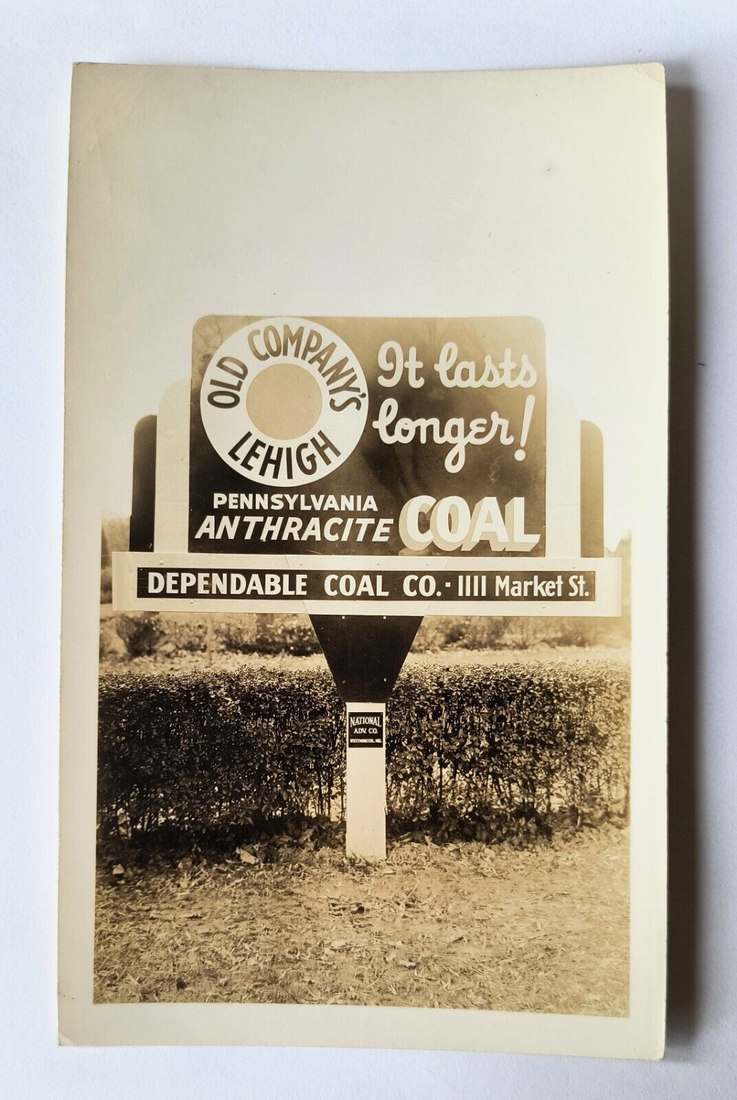 Old Company's Lehigh Anthracite Coal Photo of Roadside Advertisement Sign C9