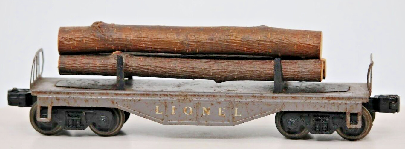 Lionel 6111 Flat Lumber Log Car with Load in Gray Postwar Model Railway