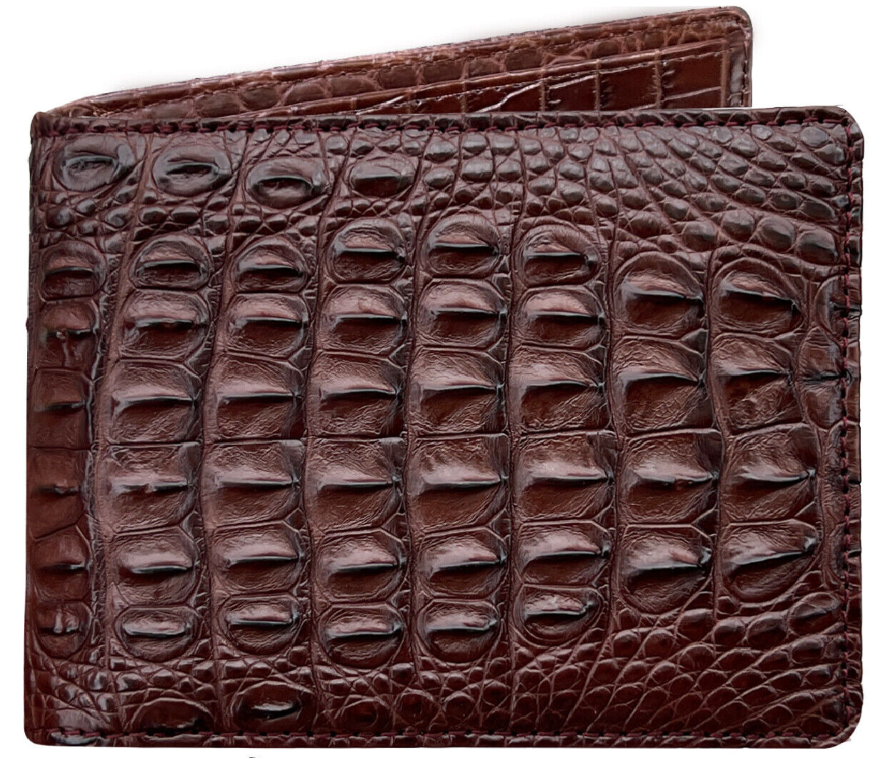 Genuine Leather Skin Brown Bifold Wallet Men\'s Double Side RFID Block