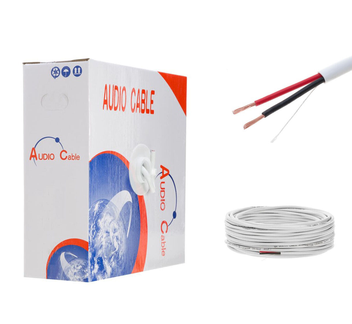 12AWG Speaker Wire 500ft CL2 In Wall 12/2 Gauge 2 Conductor Bulk Audio Cable