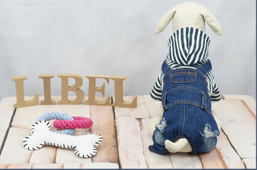 Pet Puppy Dog Cat Distressed jeans overalls for Small Dog
