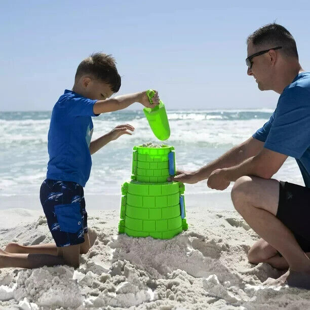 Create A Castle Tower Kit - 6-Piece Premium Sandcastle Building Kit, Green