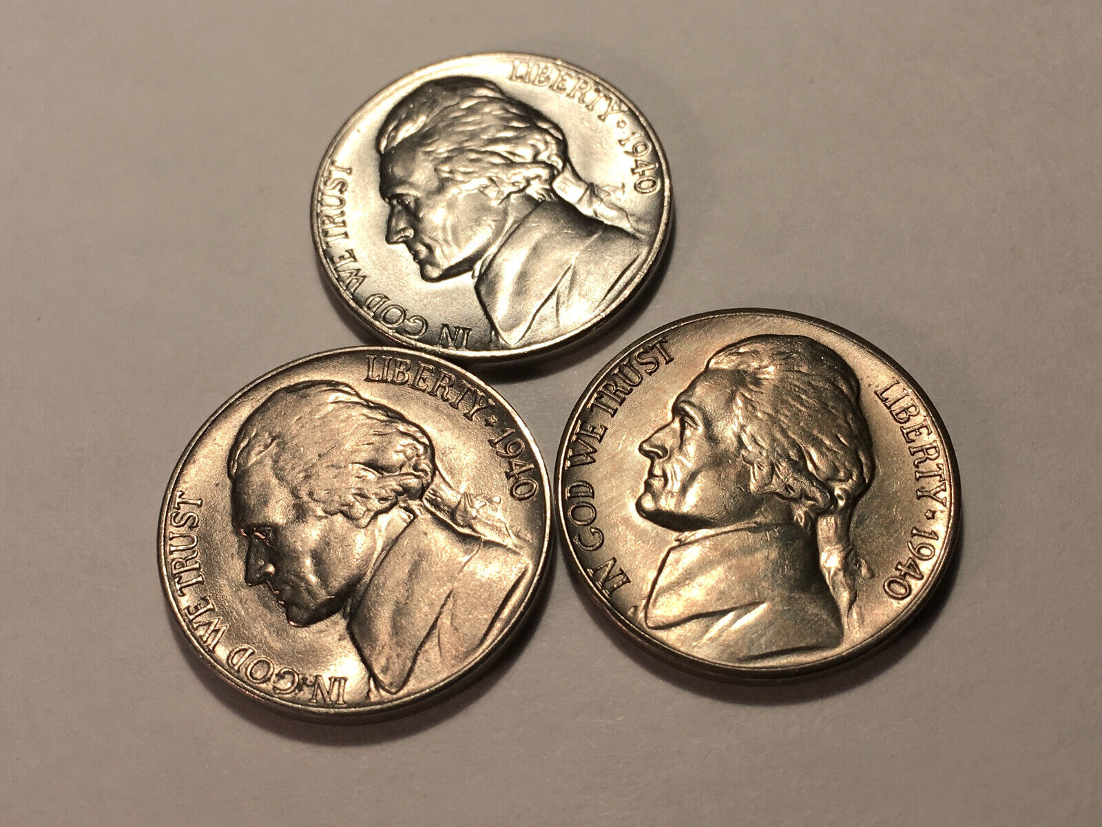 1940 P-D-S Jefferson Nickels Nice Mixed BU/Uncirculated Set of 3  #32
