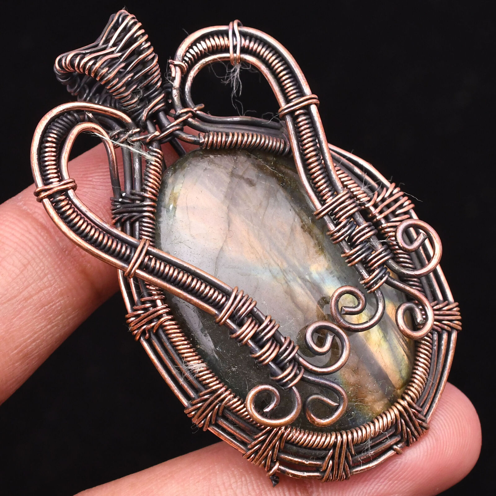 Labradorite Gemstone Copper Wire Wrapped Handmade Jewelry Pendant 2.28\
