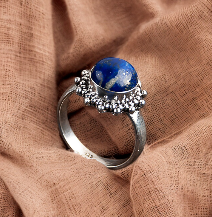 Lapis Lazuli Gemstone 925 Sterling Silver Ring Handmade Jewelry Ring For Gift