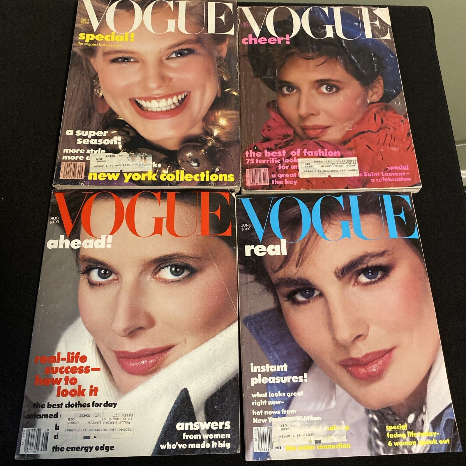 Lot Of 4 Vintage Vogues Magazine Magazines 1983 1980s Fashion Models Glamour 