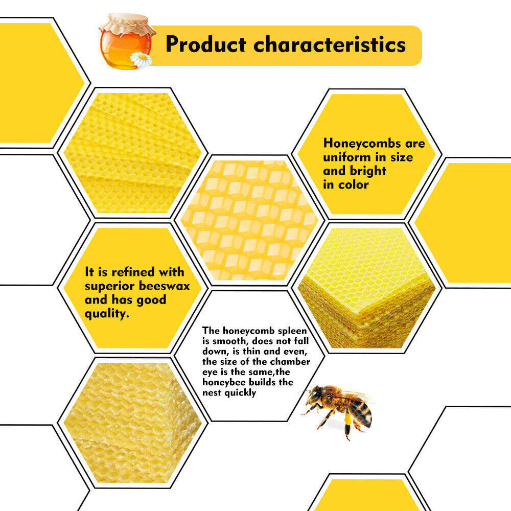 30PC Honeycomb Foundation Bee Hive Wax Frames 13CM Beekeeping Beehive Nest Sheet