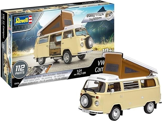 Revell Germany VW T2 Camper Van (Snap) Easy Click 1/24 7676 Plastic Model Kit