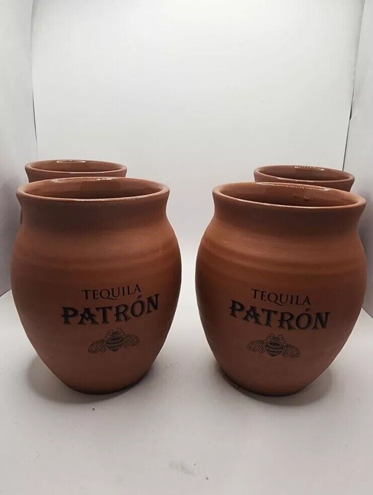 PATRON TEQUILA  Ceramic Glazed terra-cotta Cups Set of 4