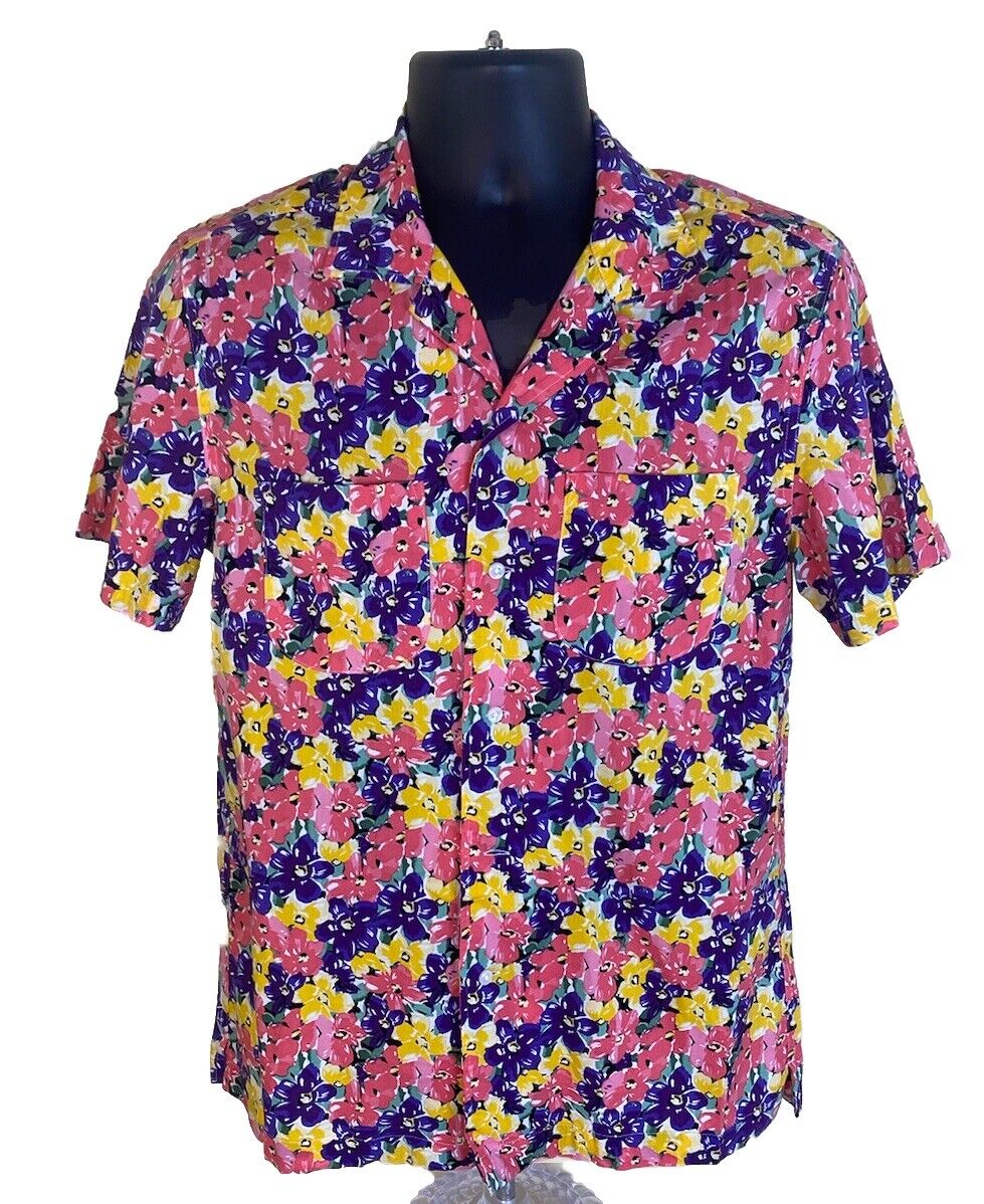 J. Crew Shirt Mens Small Floral Hawaiian Camp Short Sleeve Button Up
