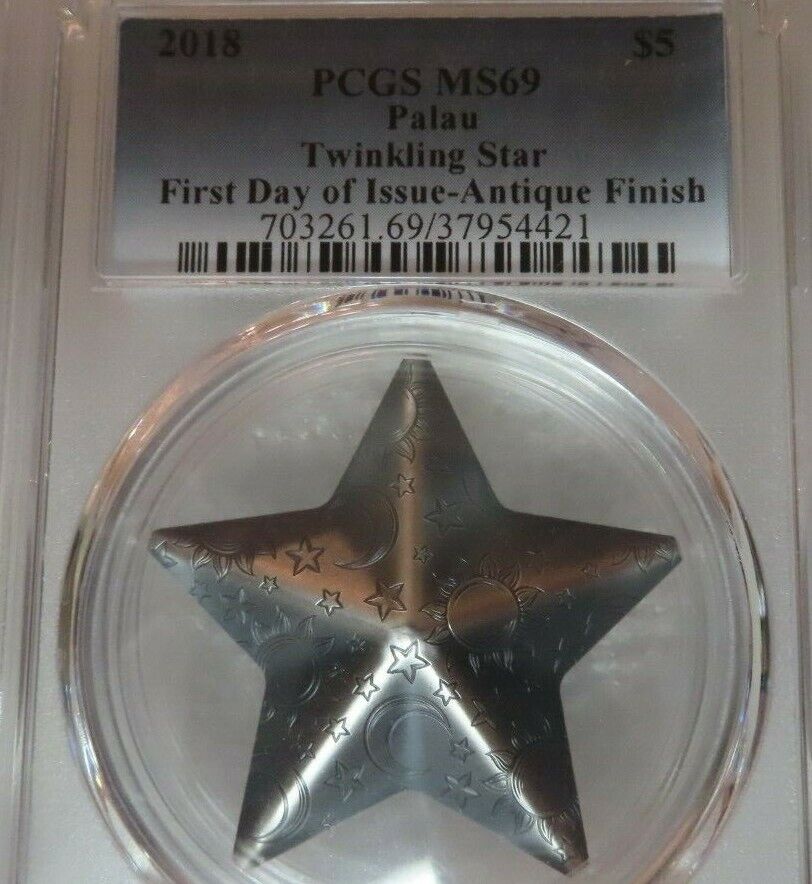 2018 Palau Twinkling Star 1oz .999 Silver Antique Finish Coin PCGS MS69 FDI