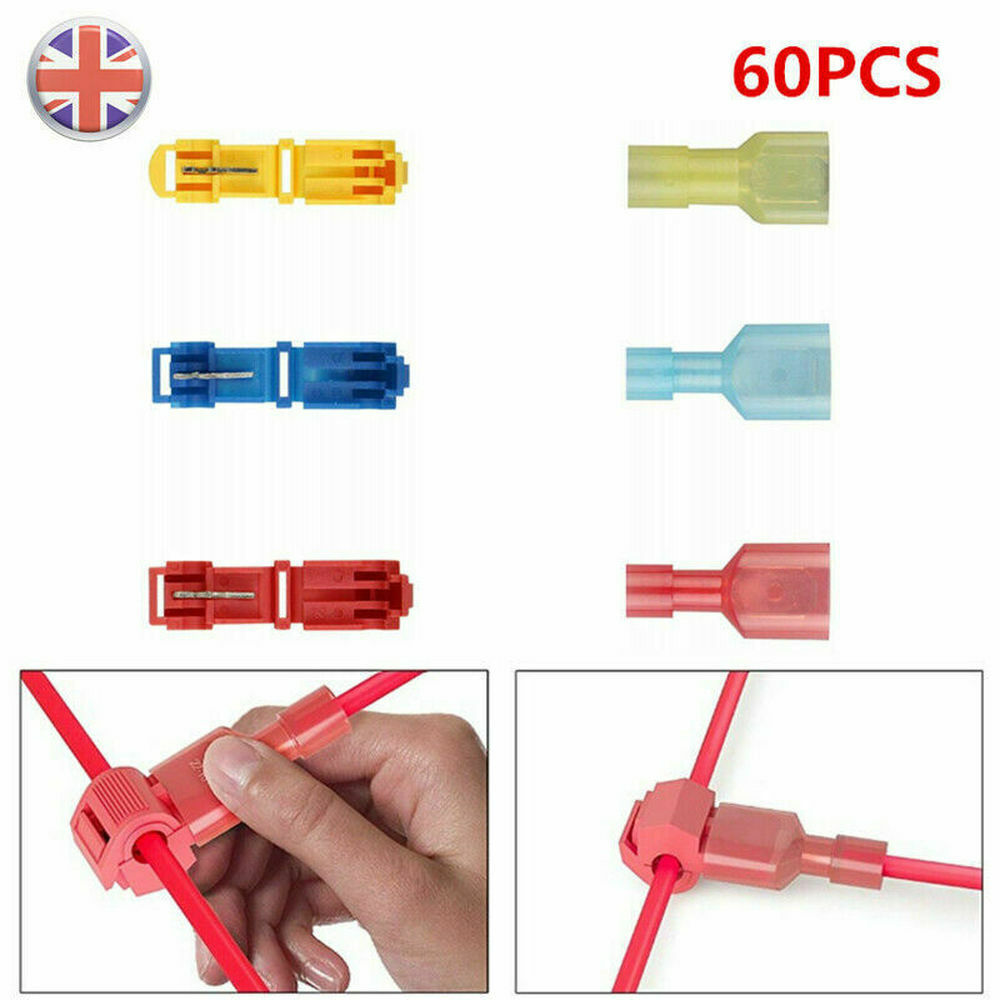 240/60pcs T-Taps Wire Connectors Quick Splice Terminals Insulated Crimp Cable