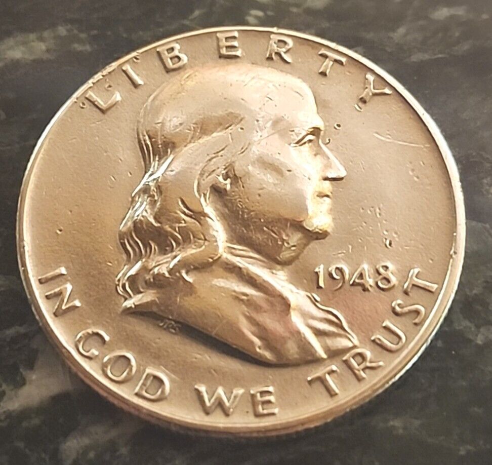 1948 United States Ben Franklin VINTAGE 90% silver half dollar FREE SHI BF213