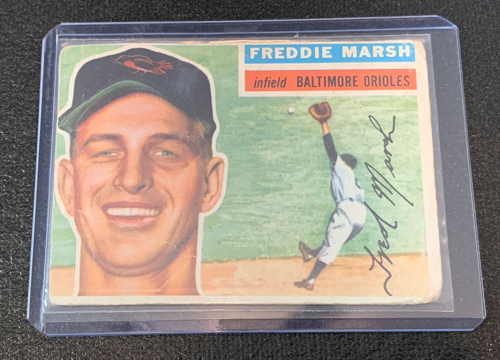 Vintage BASEBALL Card TOPPS 1956 #23 FREDDIE MARSH Outfield Baltimore Orioles