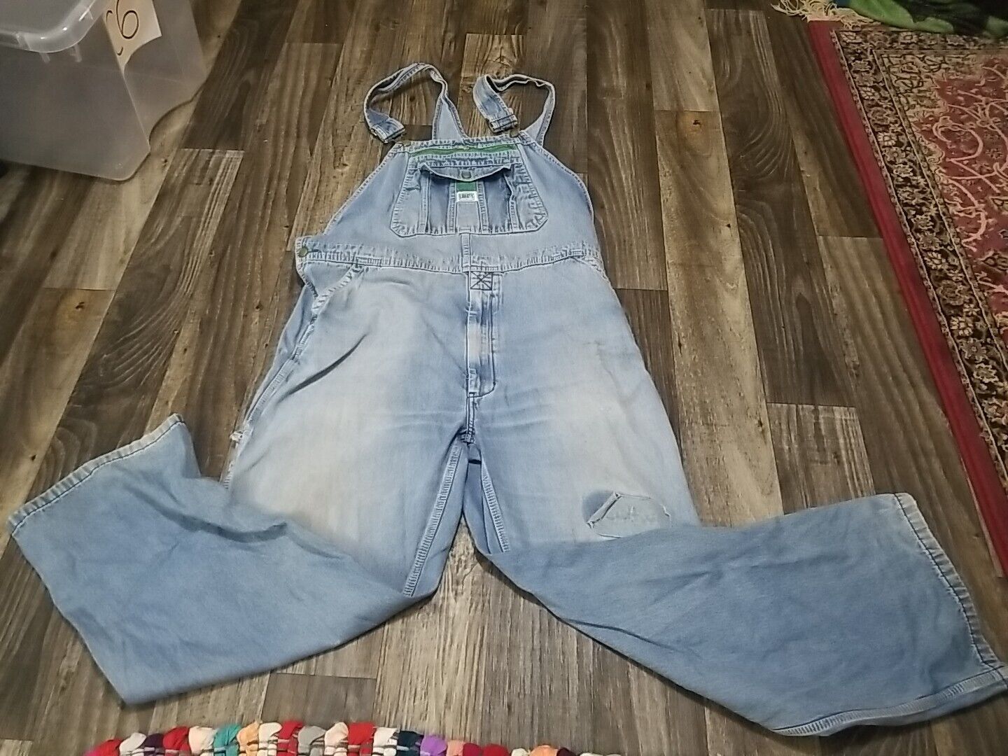 Vintage Liberty Overalls Bibs Mens Size 42x32 Light Wash Blue Jeans Discolored 