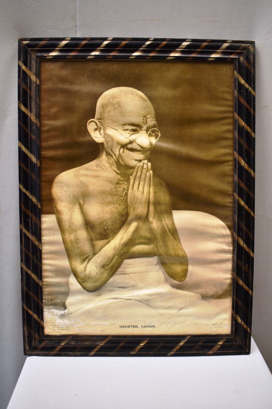 Vintage Mahatma Gandhi Founder Of Free India Chromolithography Print Collectible