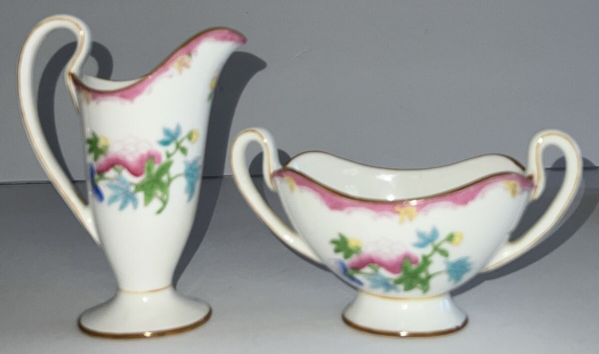 Set of 2 Minton Creamer Pitcher and Sugar Bowl Fine Bone China Porcelain England
