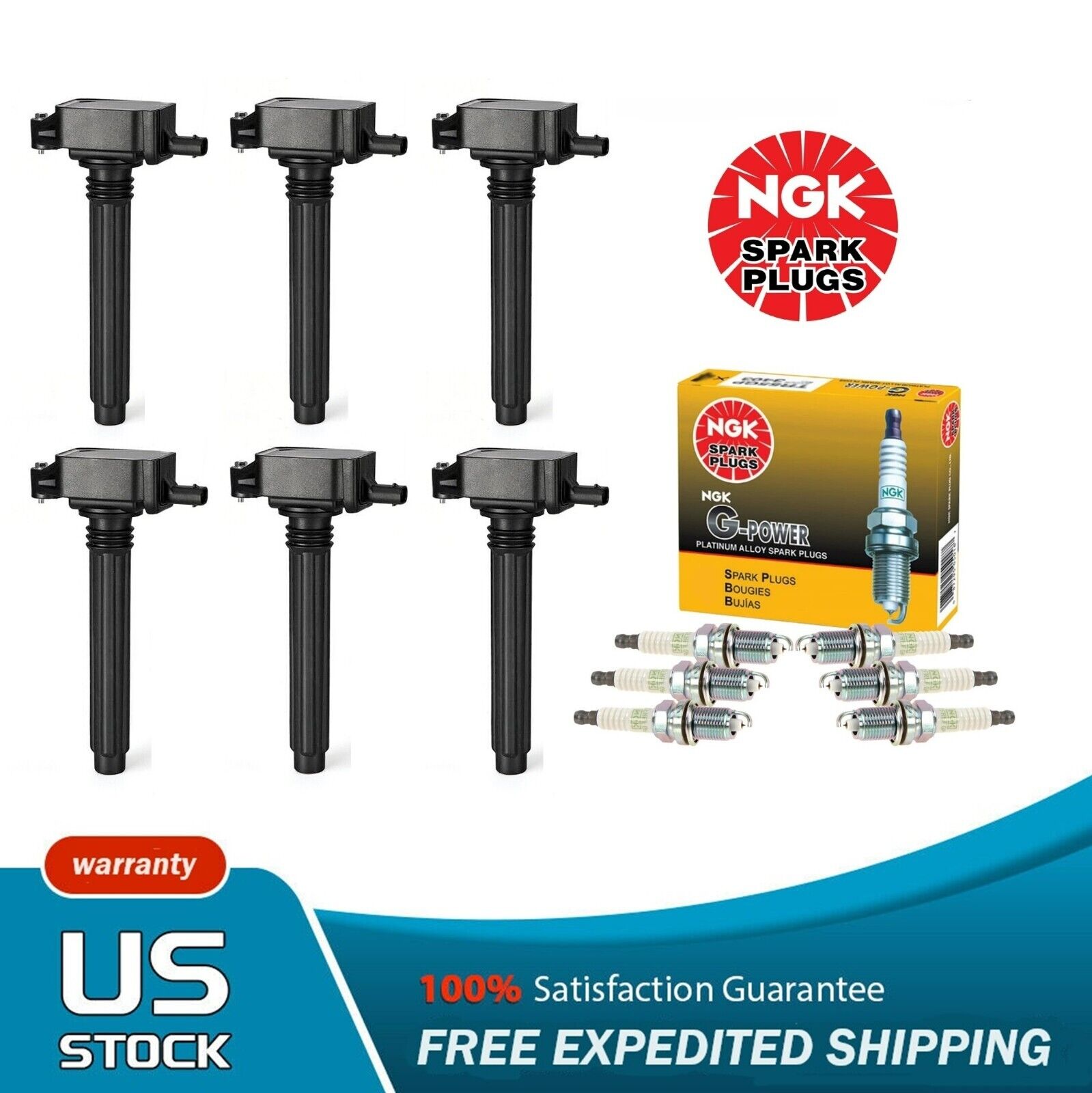 6PCS Ignition Coils and 6PCS NGK Spark Plugs for Chrysler Jeep Dodge Ram 3.6L