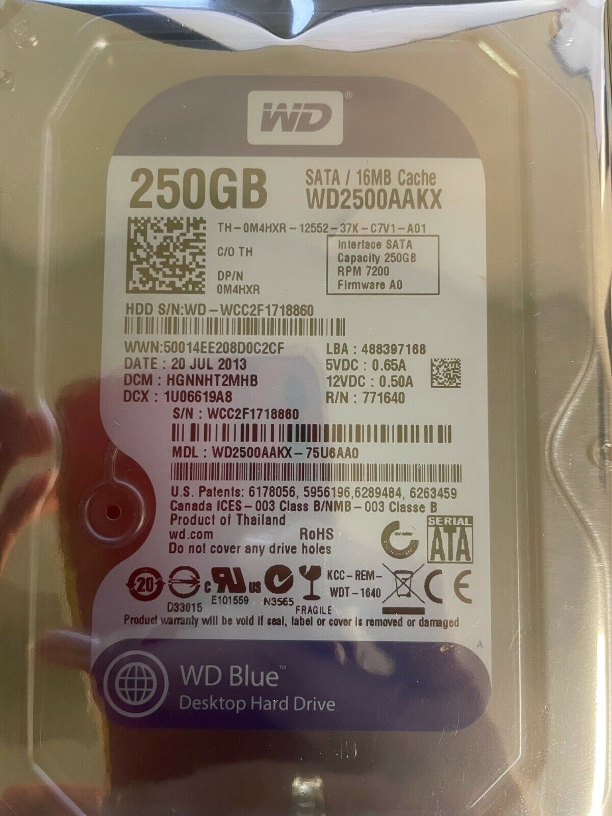 Western Digital Blue WD2500AAKX 250GB 7200 RPM 16MB Cache SATA 6.0Gb/s 3.5\