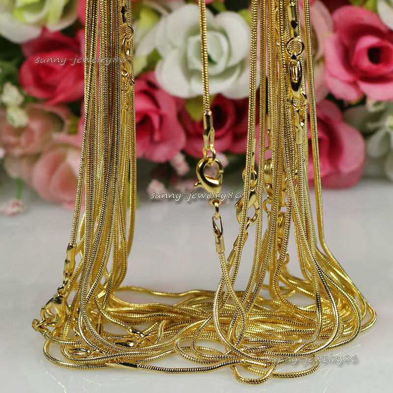 Wholesale 10pcs/20pcs Gold Plated 1.2mm Snake Chain Necklace 16\