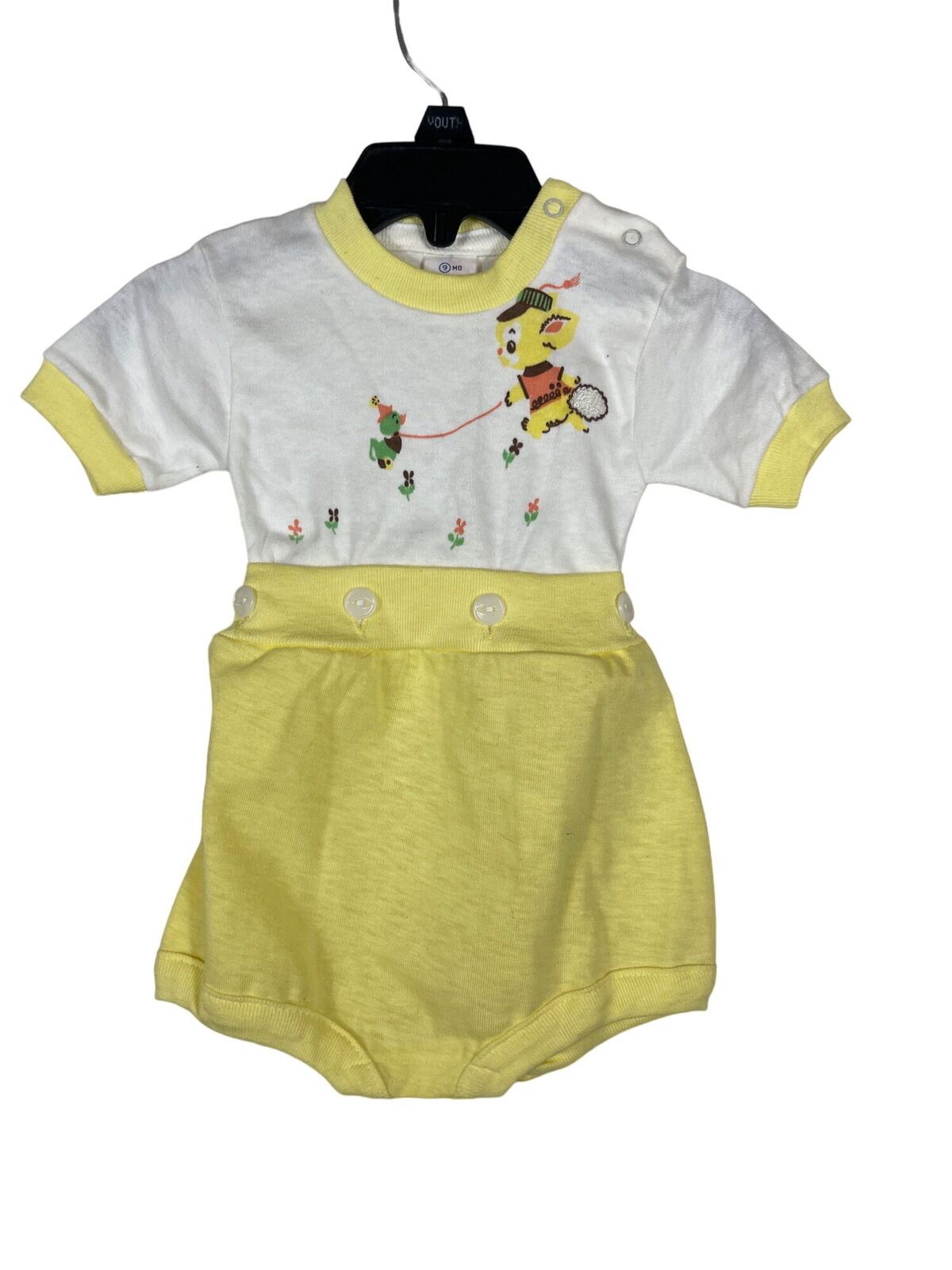 Sterntex Vintage 1970s Baby Infant Outfit Size 9 Months Yellow Romper