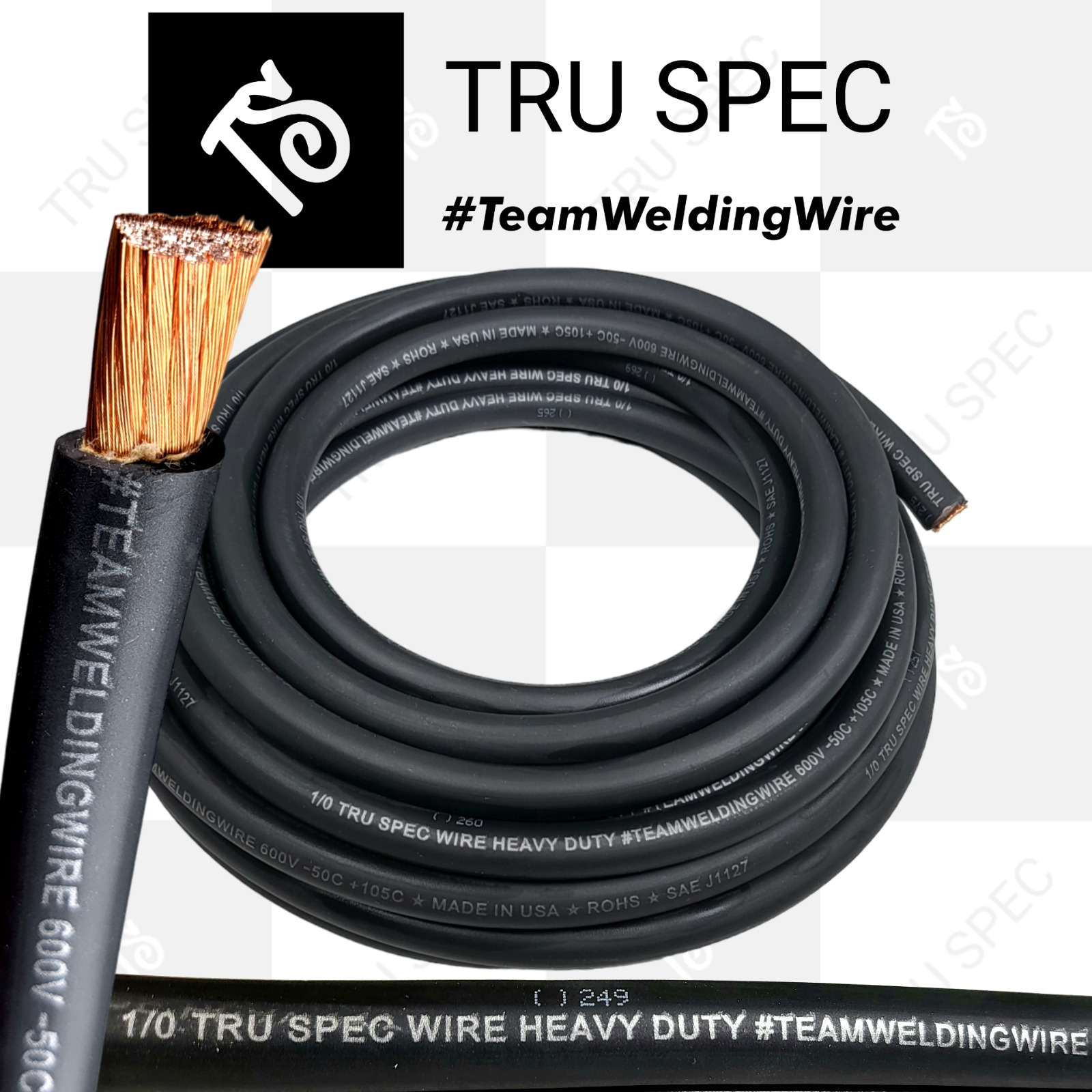25 Feet 1/0 AWG Tru Spec TeamWeldingWire Copper Welding Battery cable Wire BLACK