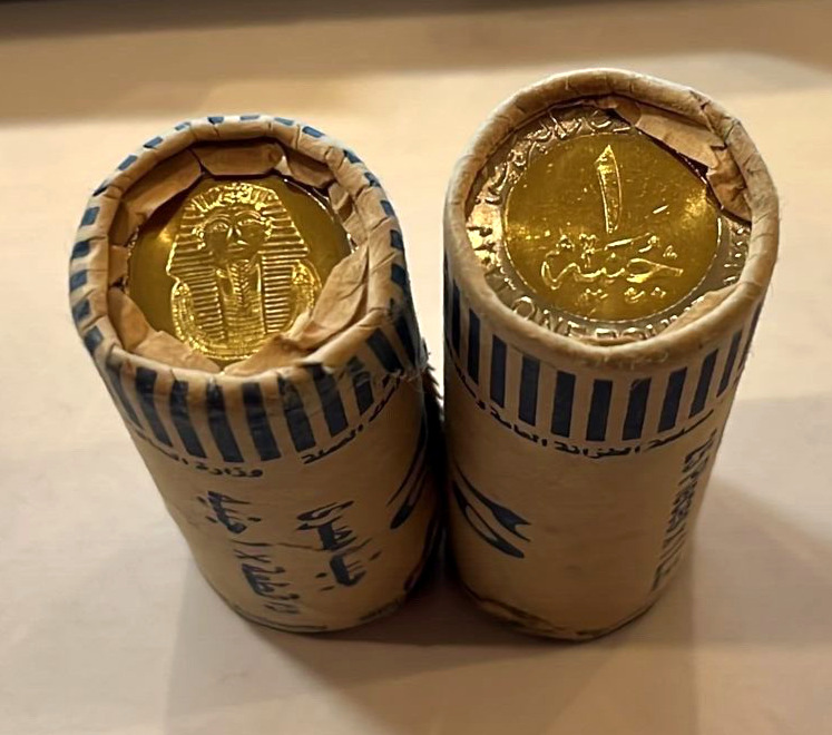 Egypt 1 Pound FULL ROLL 25 COINS King Tut Bimetal 2023 UNC MINT KM940