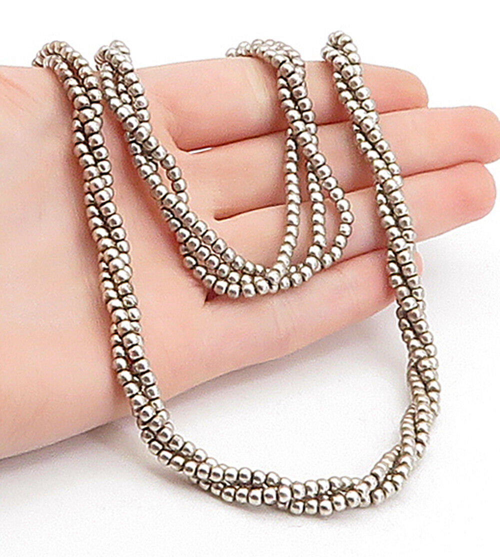 925 Silver - Vintage Multi-Strand Beaded Necklace & Bracelet Set  - TR1063