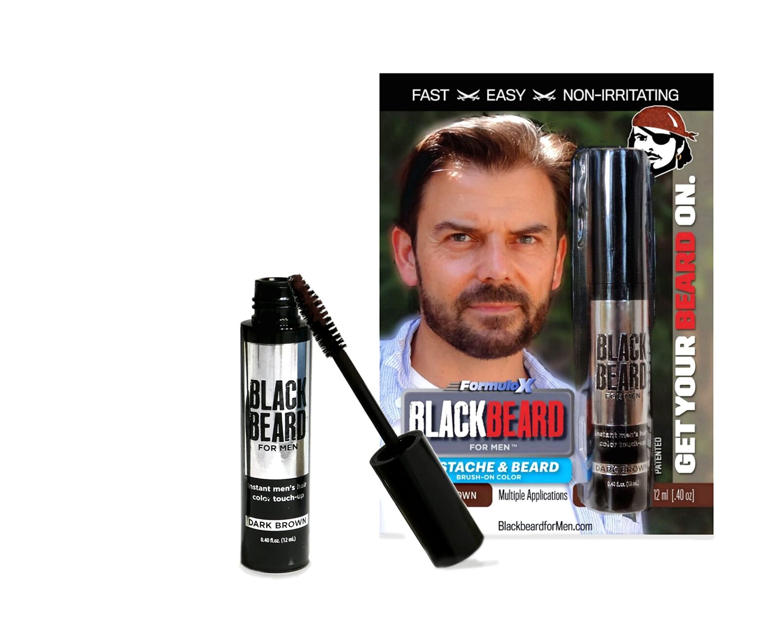 Blackbeard for Men Formula X Instant Mustache, Beard, Eyebrow and Sideburns