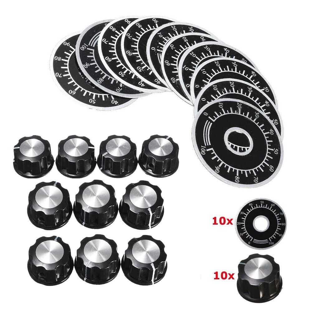 Knob and Dial Set 10PCS Rotary Potentiometer Knobs With 10PCS Counting Dial