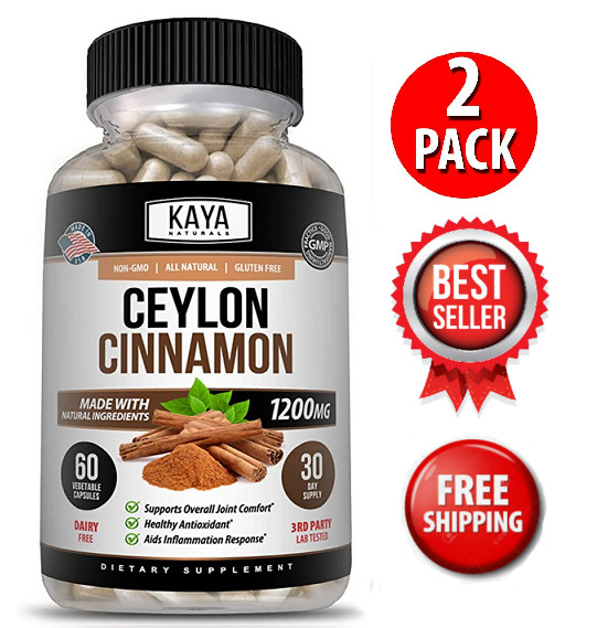 (2 Pack) True Organic Ceylon Cinnamon 1200mg High Potency Blood Sugar SUPPORT