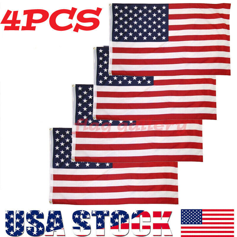 4 PCS US U.S. American USA Flag 3\' x 5\' FT Polyester Stars Brass 2 Grommets
