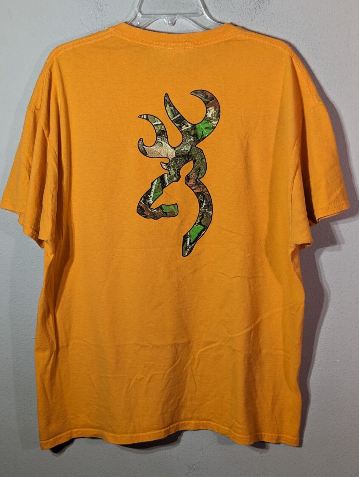 Y2K Vintage Browning Hunting Safety Yellow Gold Camo Camouflage Deer Logo Sz XL