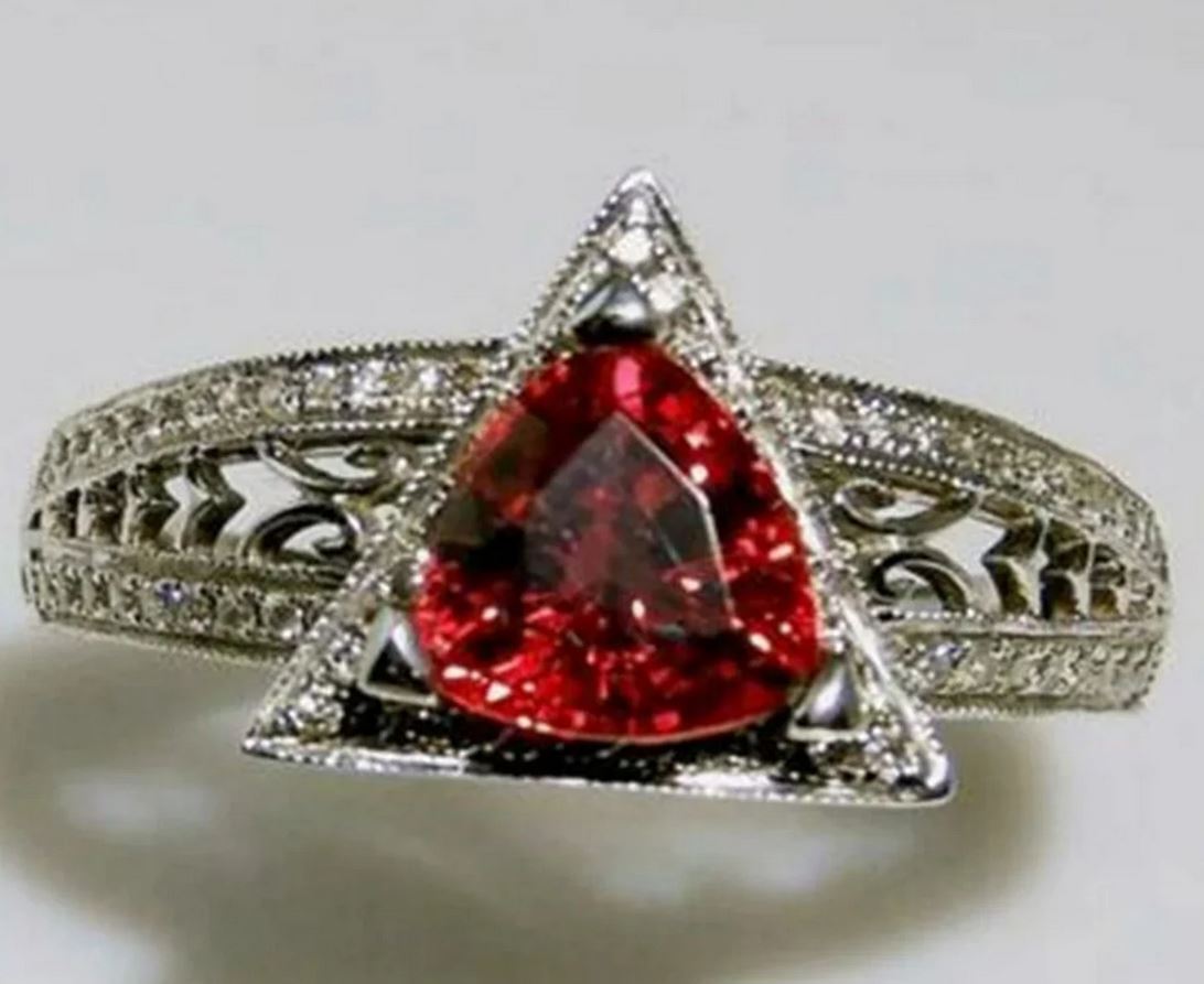 2.18 Ct Simulated Garnet Perfect Vintage Engagement Wedding Ring 14K White Gold