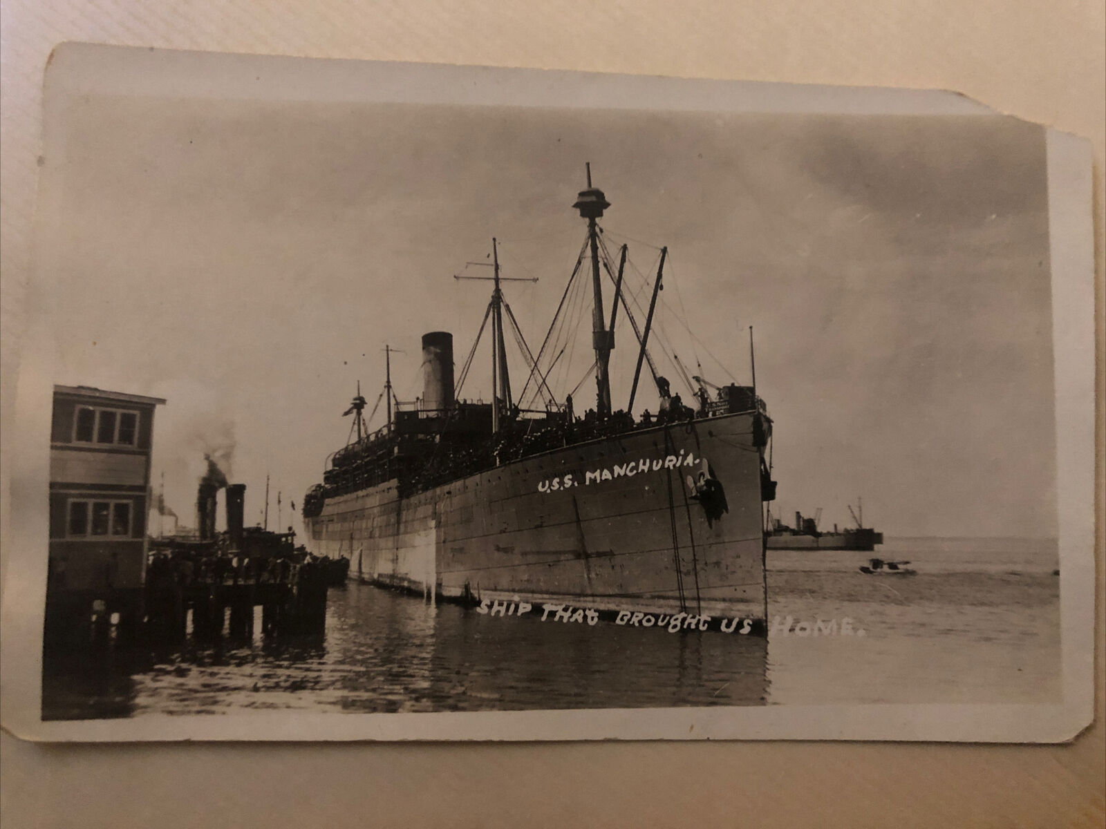 Antique USS Manchuria RPPC Postcard WW1 Ship US Military
