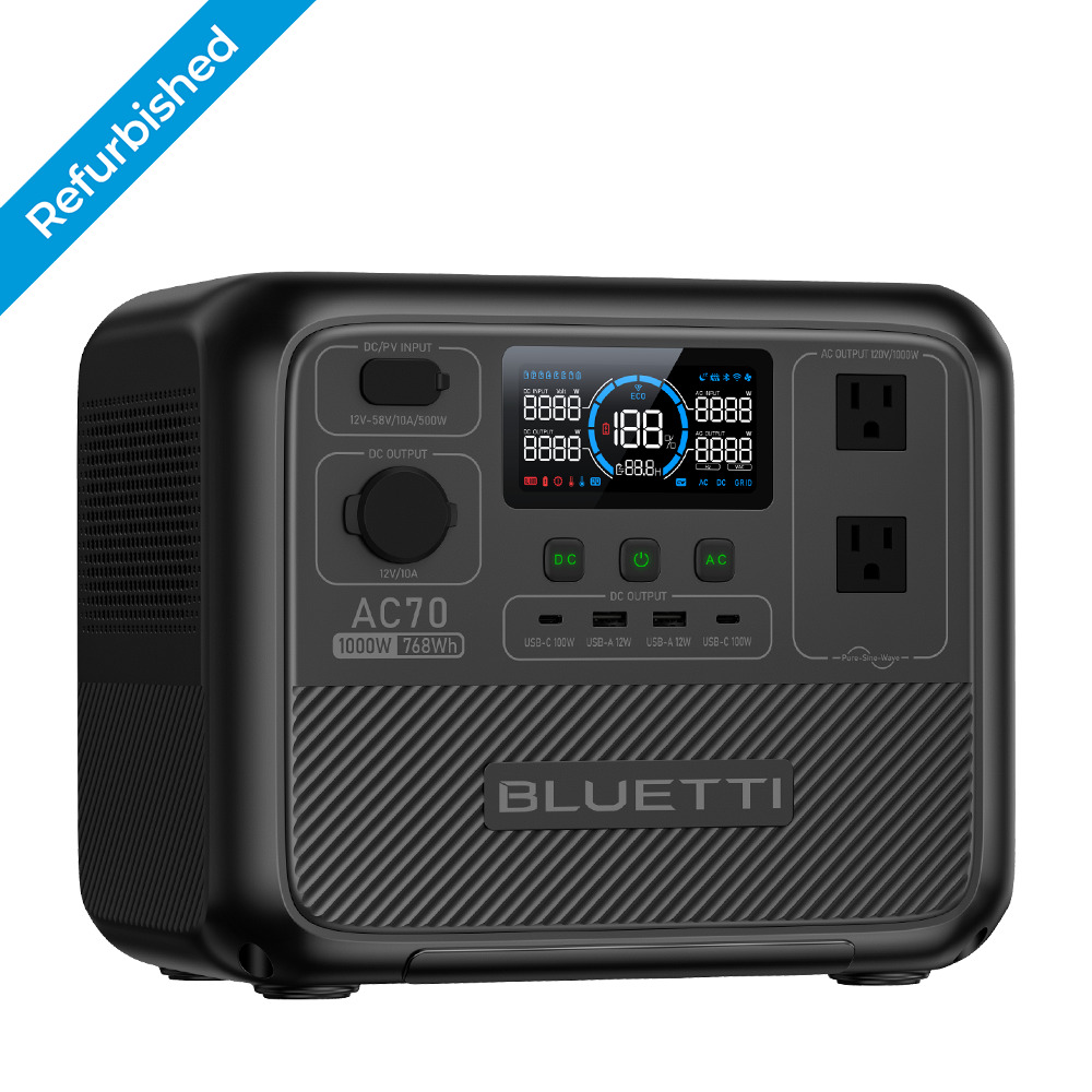 BLUETTI AC70 Generator 1000W/768Wh Portable Power Station  For Camping/Road Trip