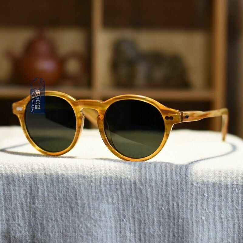 Vintage Johnny Depp G15 polarized sunglasses mens round green lens glasses UV400