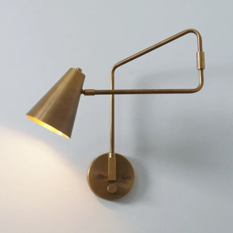 Stilnovo Style Pair Light Articulated Sconce Mid Century Brass Wall Lamp