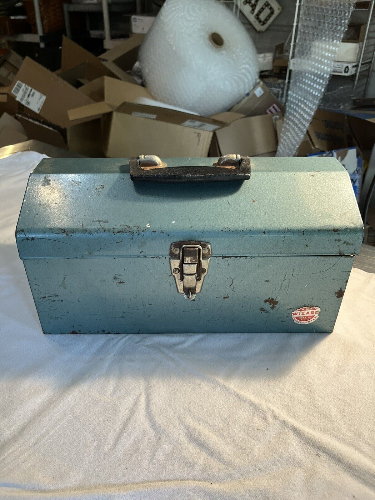 Vintage Wizard Tool Box Metal with Tray