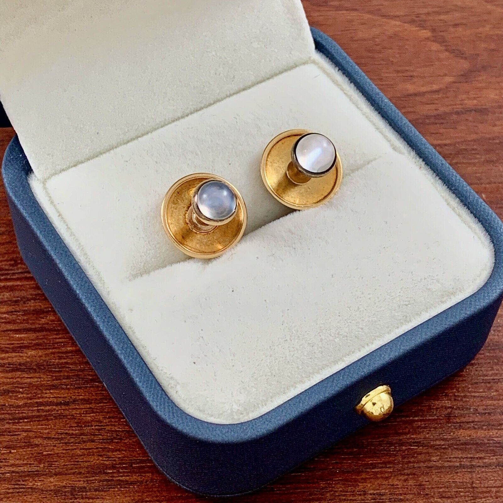 ANTIQUE TIFFANY & CO. 18K YELLOW GOLD & MOONSTONE BUTTONS 