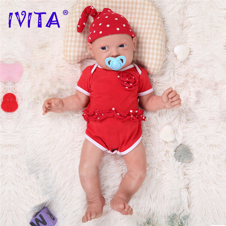 IVITA 23\'\' Full Silicone Reborn Doll Baby Girl Take Pacifier Xmas Gift 5400g Toy