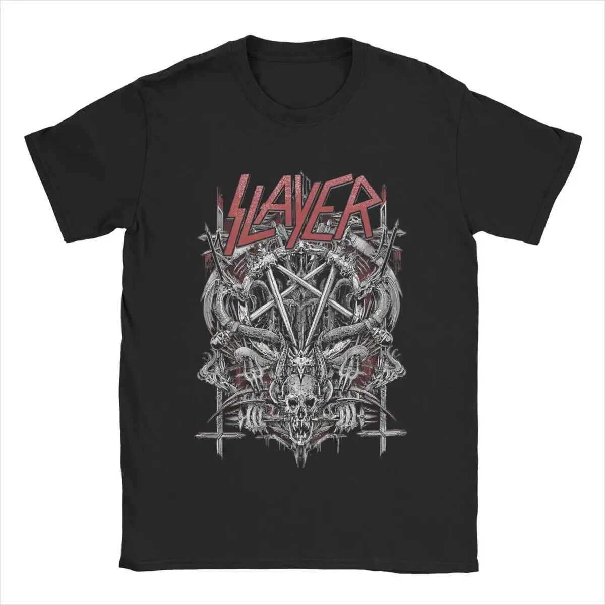 Vintage 1980s Metal Band Slayer Trash Metal T-Shirt Men O Neck Cotton T Shirt Sh
