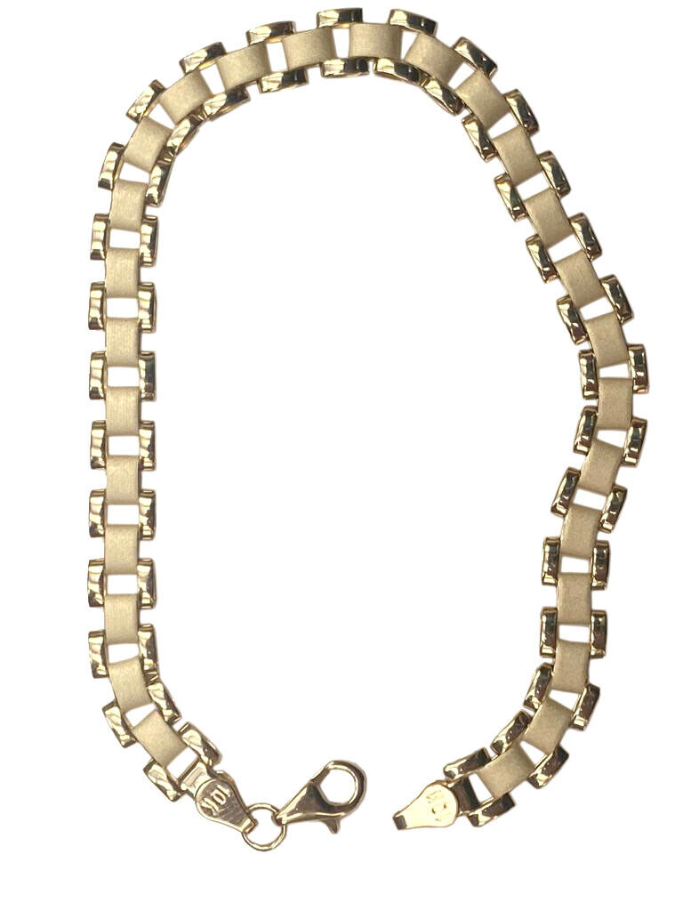 10kt Yellow Gold Oyster Link Chain Necklace Bracelet Men\'s Women 6mm Sz 7\