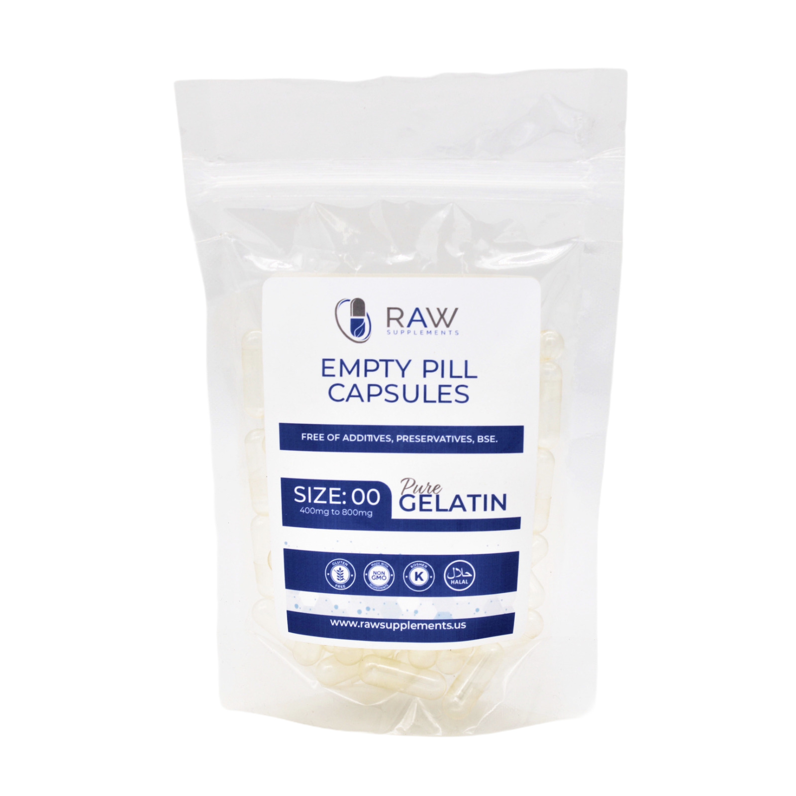 Empty Gelatin Clear Pill Capsules Size 00 Certified Kosher Gluten Free Gel Caps