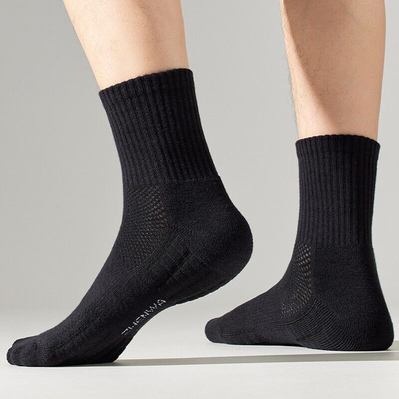 5 Pairs Unisex Athletic 100% Cotton Men Women Shock-absorbing Sports Socks