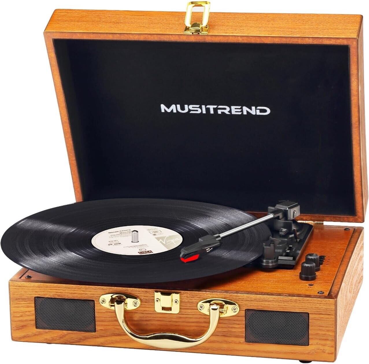 Musitrend NostalgicVinyl Record Player with Bluetooth 3 Speed Turntable Belt